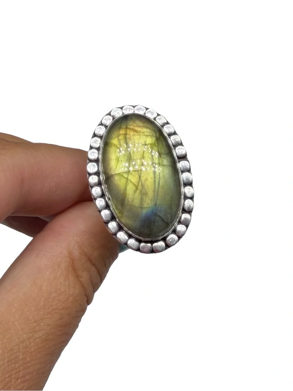 Labradorite Ring Size 10 925 Sterling Silver Overlay